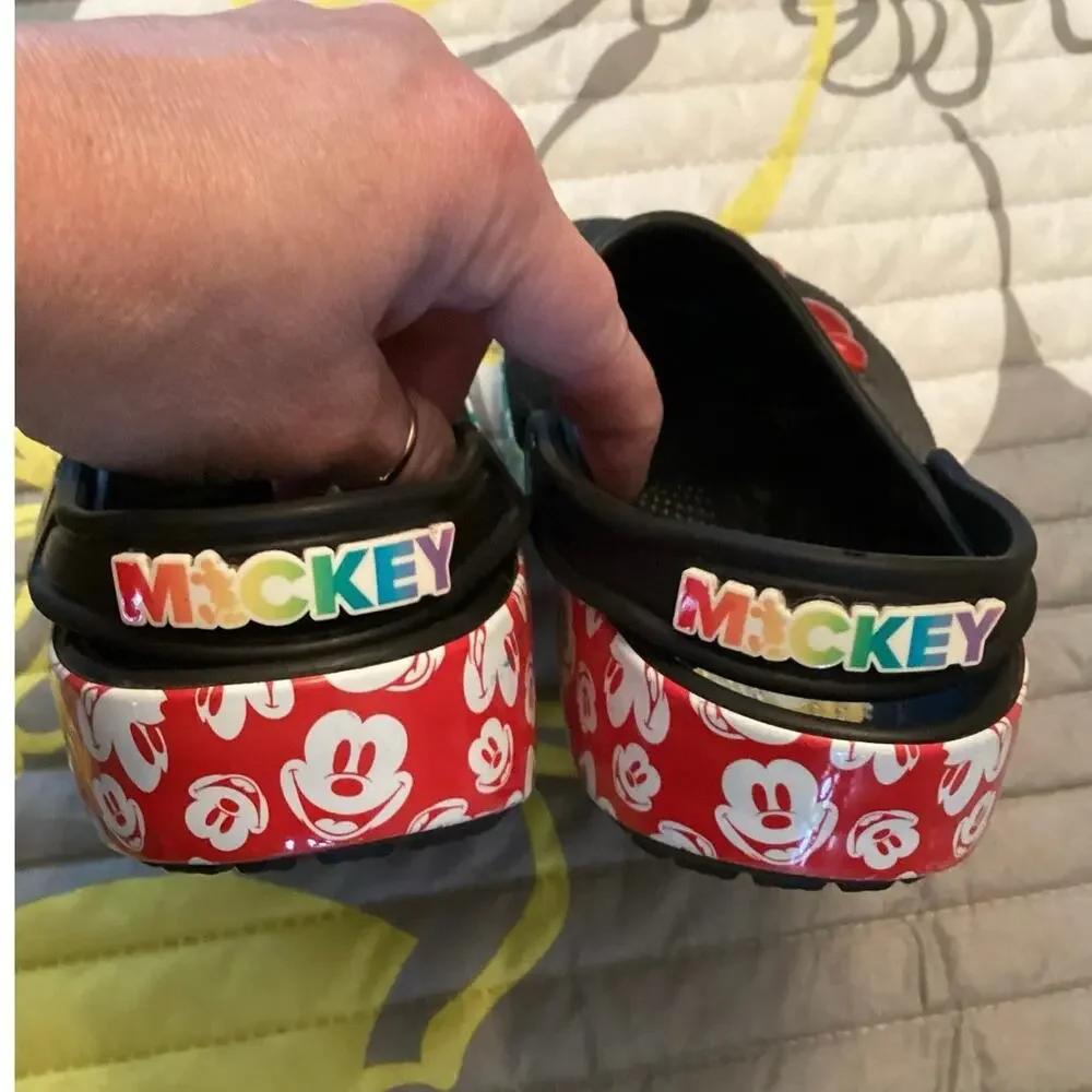 Crocs Classic Disney Mickey Mouse Rainbow Glitter Celebration Clog Sz 1
